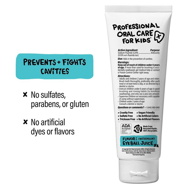slide 3 of 5, Made by Dentists Kids' Shark Fluoride Anticavity Toothpaste - Watermelon - 4.2oz, 4.2 oz