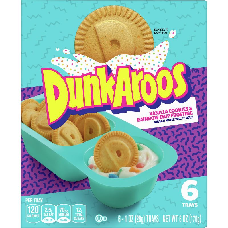 slide 2 of 5, Dunkaroos Vanilla Cookies & Rainbow Chip Frosting - 6oz/6ct, 6 ct; 6 oz