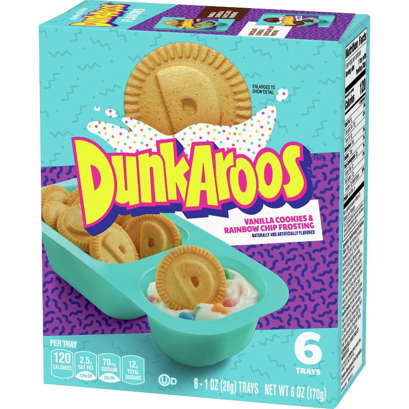 slide 3 of 5, Dunkaroos Vanilla Cookies & Rainbow Chip Frosting - 6oz/6ct, 6 ct; 6 oz