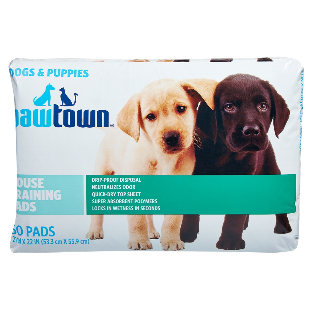 slide 1 of 1, Pawtown House Training Pads, Dogs & Puppies, 50 ct