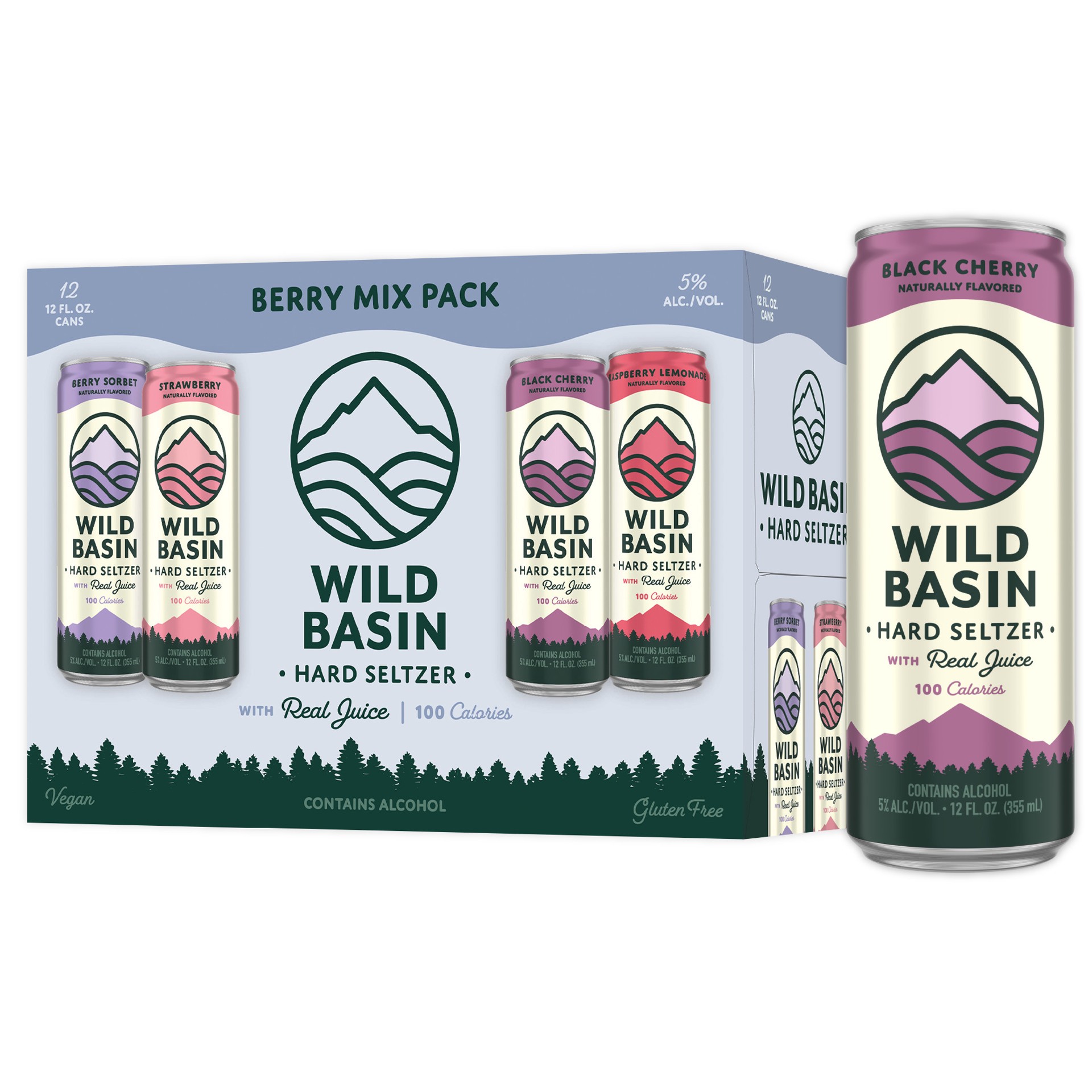 slide 1 of 10, Wild Basin Hard Seltzer Berry Mix Pack 12 Pack 12 fl oz Can, 12 ct; 12 fl oz