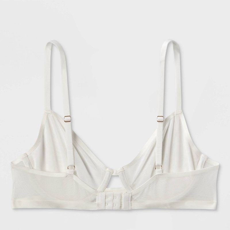slide 5 of 5, Women's Mesh Unlined Demi Bra - Auden™ White 34D: Adjustable Strap, Underwire, Sheer Mesh, 1 ct