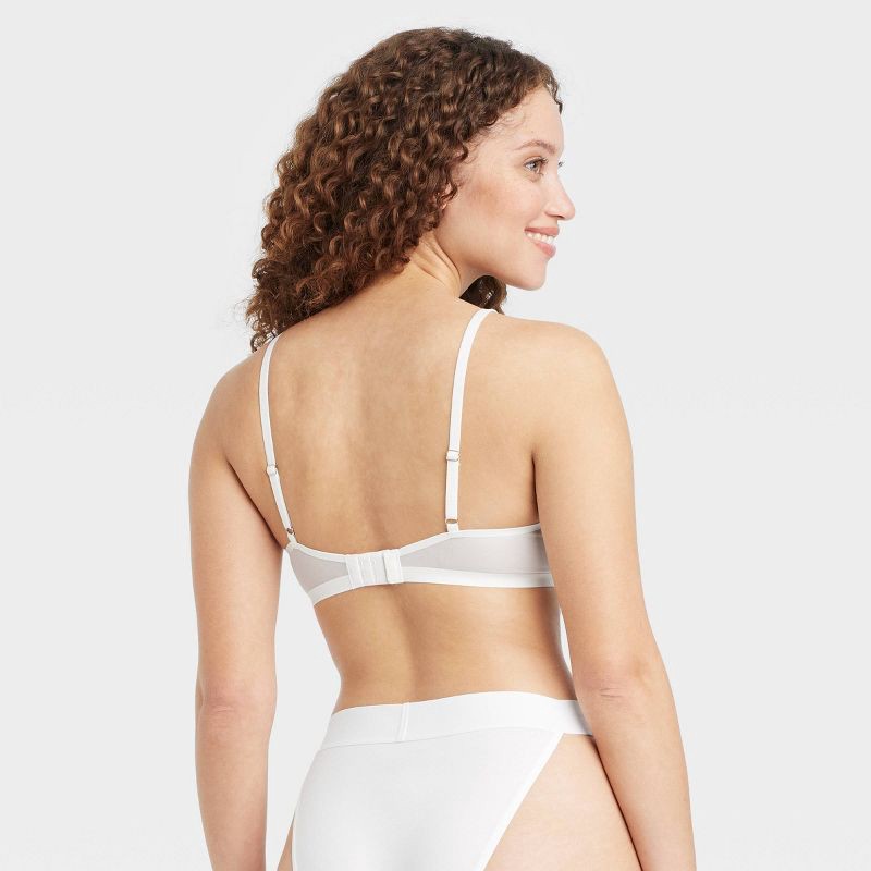 slide 2 of 5, Women's Mesh Unlined Demi Bra - Auden™ White 36D: Adjustable Strap, Underwire, Sheer Mesh, 1 ct