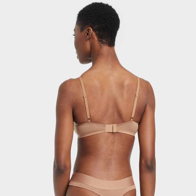 slide 2 of 5, Women's Mesh Unlined Demi Bra - Auden™ Brown 36A: Adjustable Strap, Underwire, Back Hook Fastener, Sheer Mesh Design, 1 ct