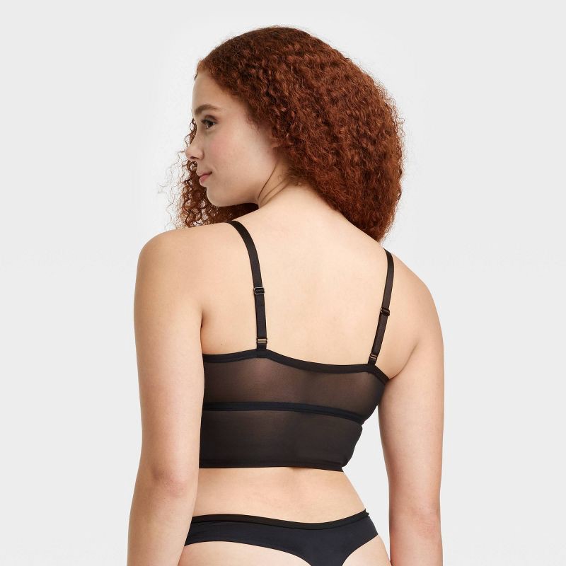 slide 5 of 7, Women's Mesh Longline Bralette - Auden™ Black XL, 1 ct