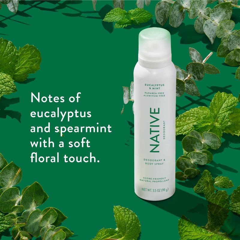slide 3 of 10, Native Spray Deodorant for Men & Women - Eucalyptus & Mint - Aluminum-Free 3.5oz, 3.5 oz