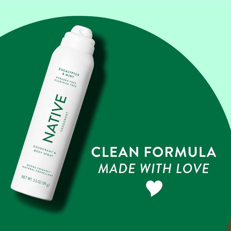 slide 5 of 10, Native Spray Deodorant for Men & Women - Eucalyptus & Mint - Aluminum-Free 3.5oz, 3.5 oz