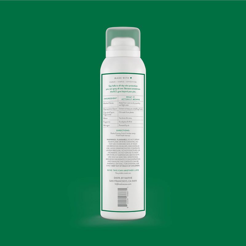 slide 9 of 10, Native Spray Deodorant for Men & Women - Eucalyptus & Mint - Aluminum-Free 3.5oz, 3.5 oz