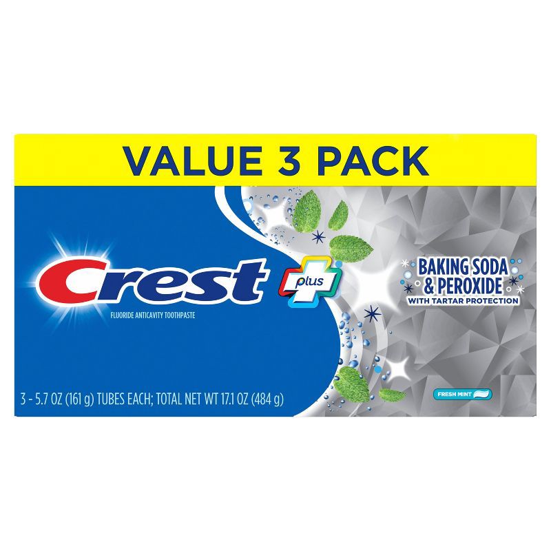 slide 2 of 6, Crest Cavity & Tartar Protection Baking Soda & Peroxide Toothpaste - 5.7oz/3pk, 5.7 oz, 3 ct