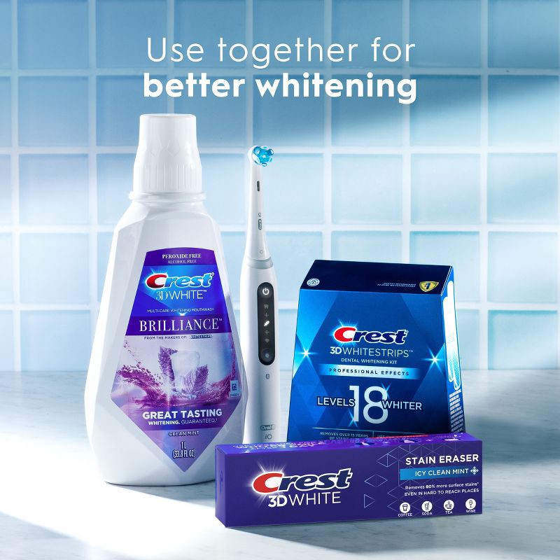 slide 7 of 10, Crest 3D White Stain Eraser Toothpaste - Icy Clean Mint - 3.8oz, 3.8 oz