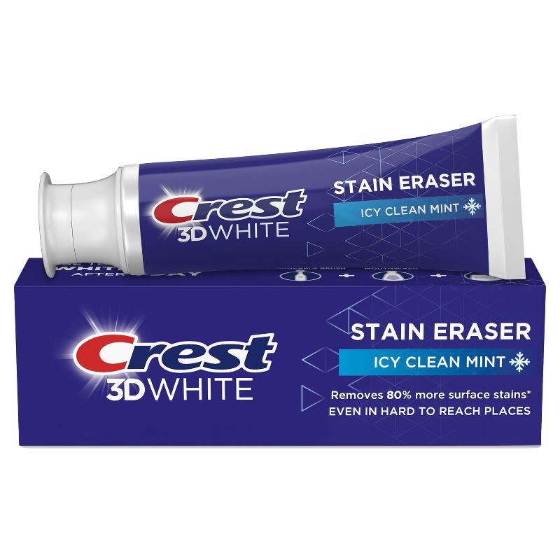slide 1 of 10, Crest 3D White Stain Eraser Toothpaste - Icy Clean Mint - 3.8oz, 3.8 oz