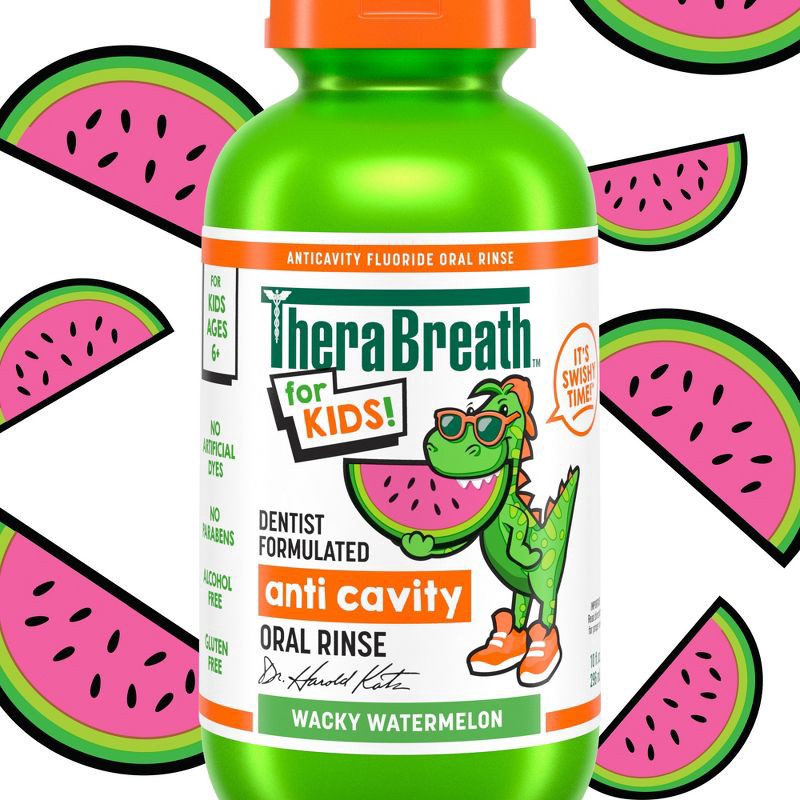 slide 2 of 9, TheraBreath Kids Mouthwash with Fluoride - Wacky Watermelon - 10 fl oz, 10 fl oz