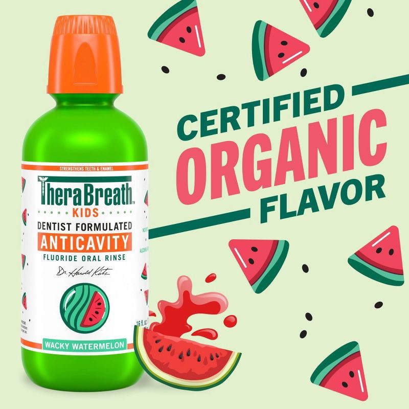 slide 3 of 10, TheraBreath Kids Mouthwash with Fluoride - Wacky Watermelon - 10 fl oz, 10 fl oz