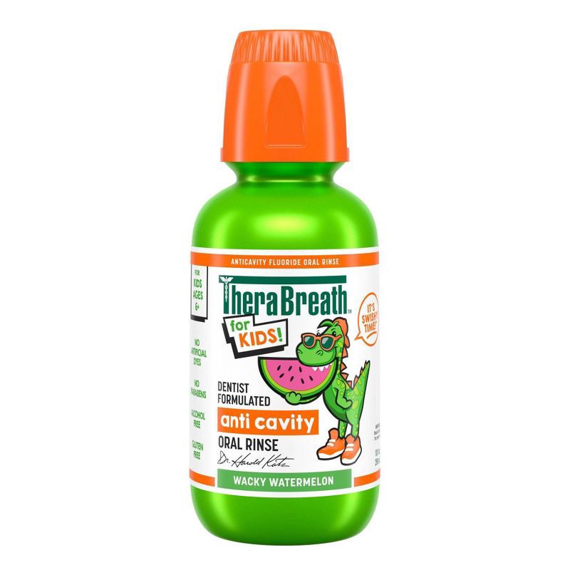 slide 1 of 9, TheraBreath Kids Mouthwash with Fluoride - Wacky Watermelon - 10 fl oz, 10 fl oz