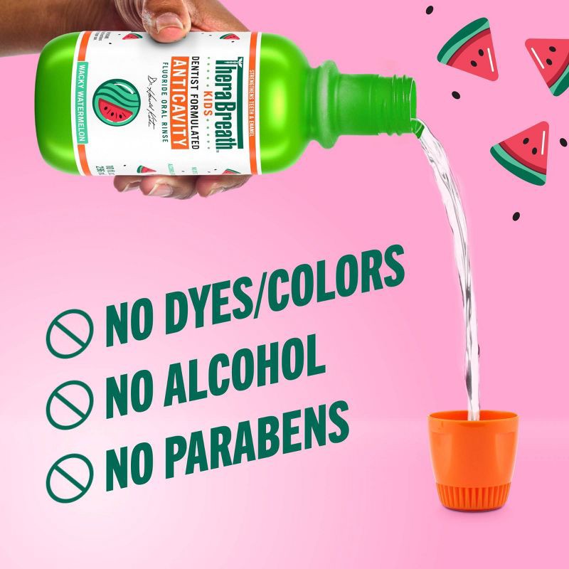 slide 7 of 10, TheraBreath Kids Mouthwash with Fluoride - Wacky Watermelon - 10 fl oz, 10 fl oz