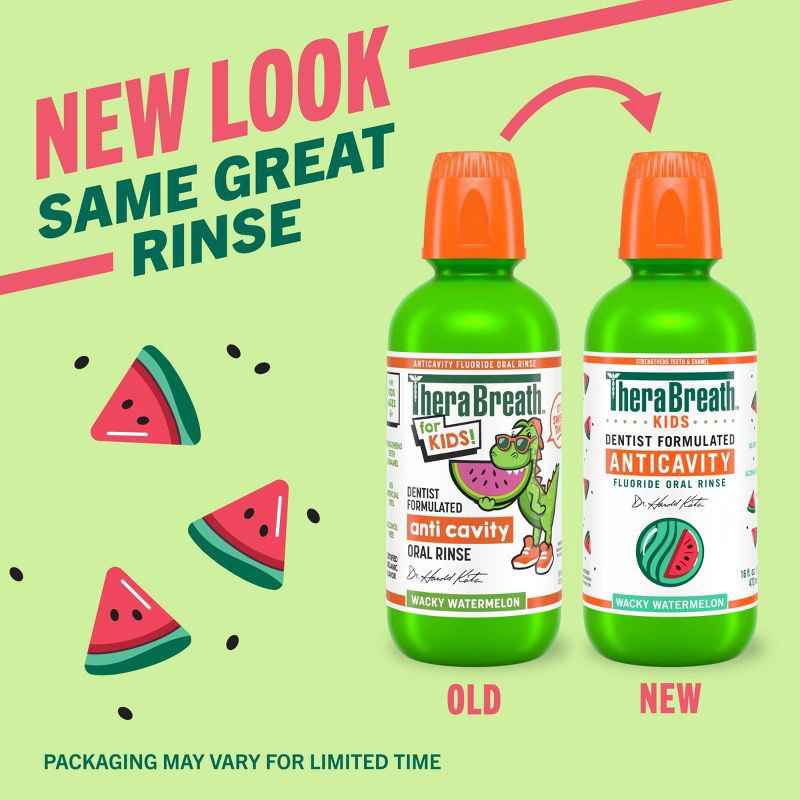 slide 9 of 10, TheraBreath Kids Mouthwash with Fluoride - Wacky Watermelon - 10 fl oz, 10 fl oz