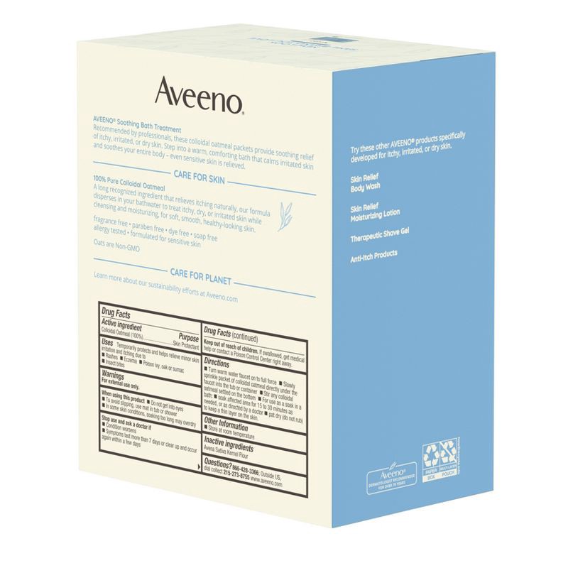 slide 7 of 7, Aveeno Soothing Oatmeal Bath Soak for Eczema with Natural Colloidal Oatmeal - Scented - 1.5oz/8ct, 8 ct; 1.5 oz