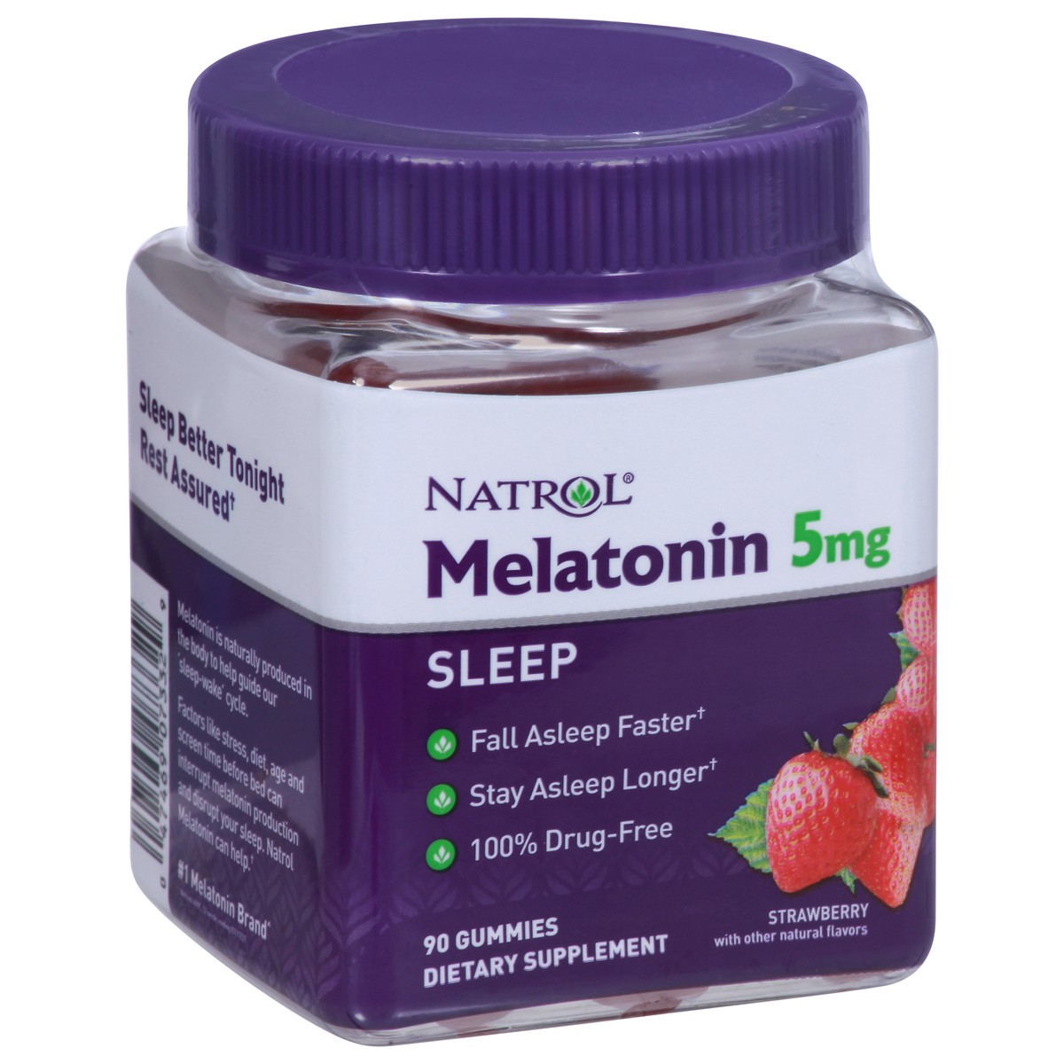 slide 2 of 9, Natrol 5mg Melatonin Gummies, Sleep Support for Adults, Melatonin Supplements for Sleeping, 90 Strawberry-Flavored Gummies, 45 Day Supply, 90 ct