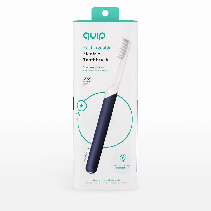 slide 1 of 10, quip Rechargeable Sonic Electric Toothbrush - Plastic | Timer + Travel Case/Mount, 1 ct