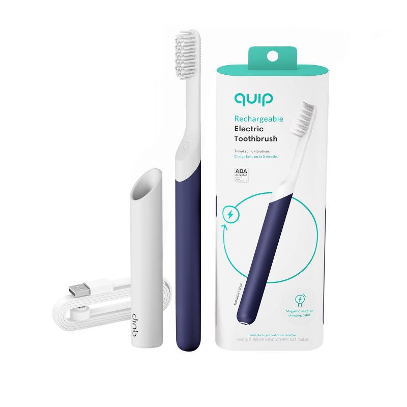 slide 2 of 10, quip Rechargeable Sonic Electric Toothbrush - Plastic | Timer + Travel Case/Mount, 1 ct