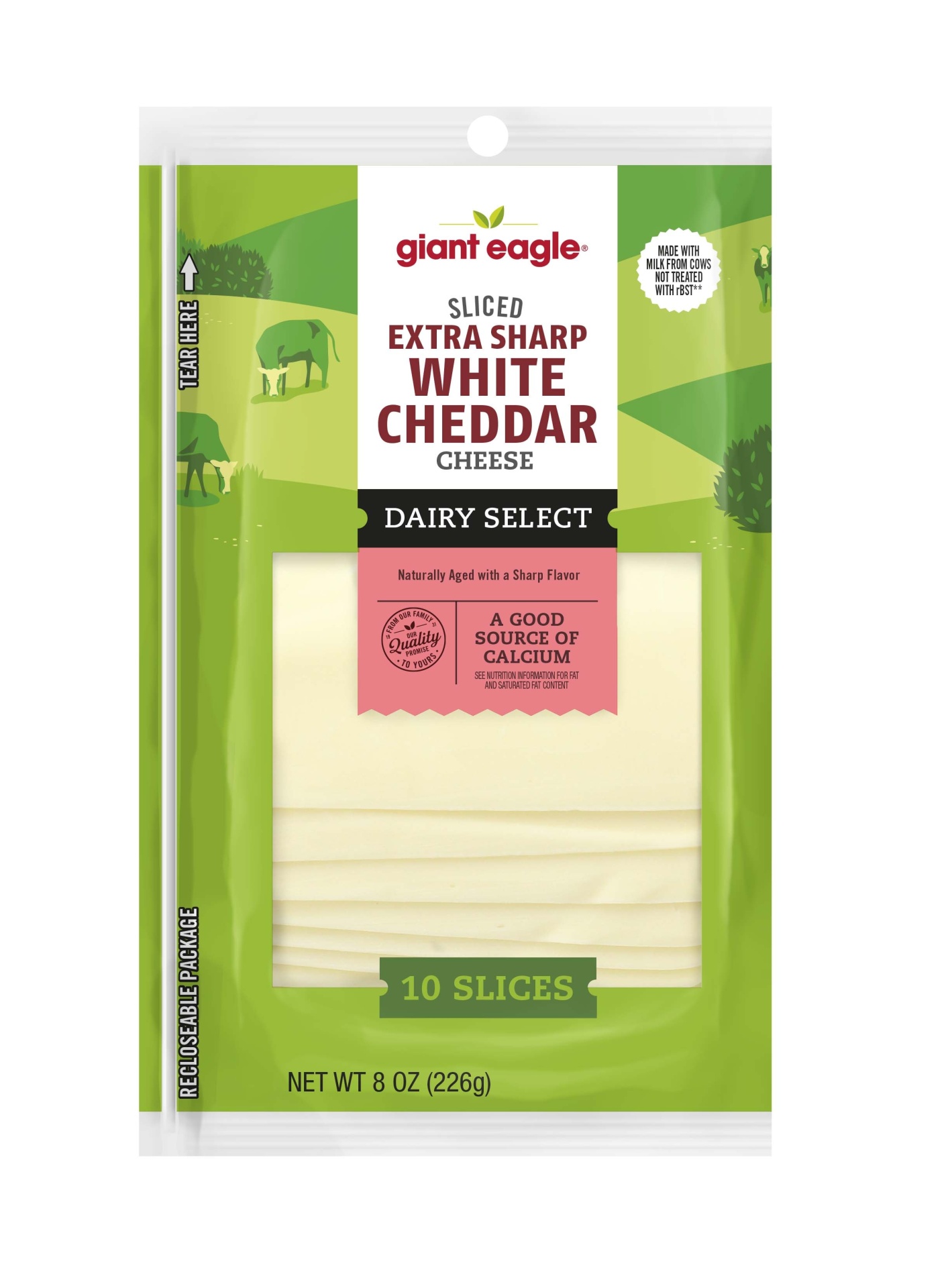 slide 1 of 1, Giant Eagle Extra Sharp White Cheddar Cheese, 8 oz