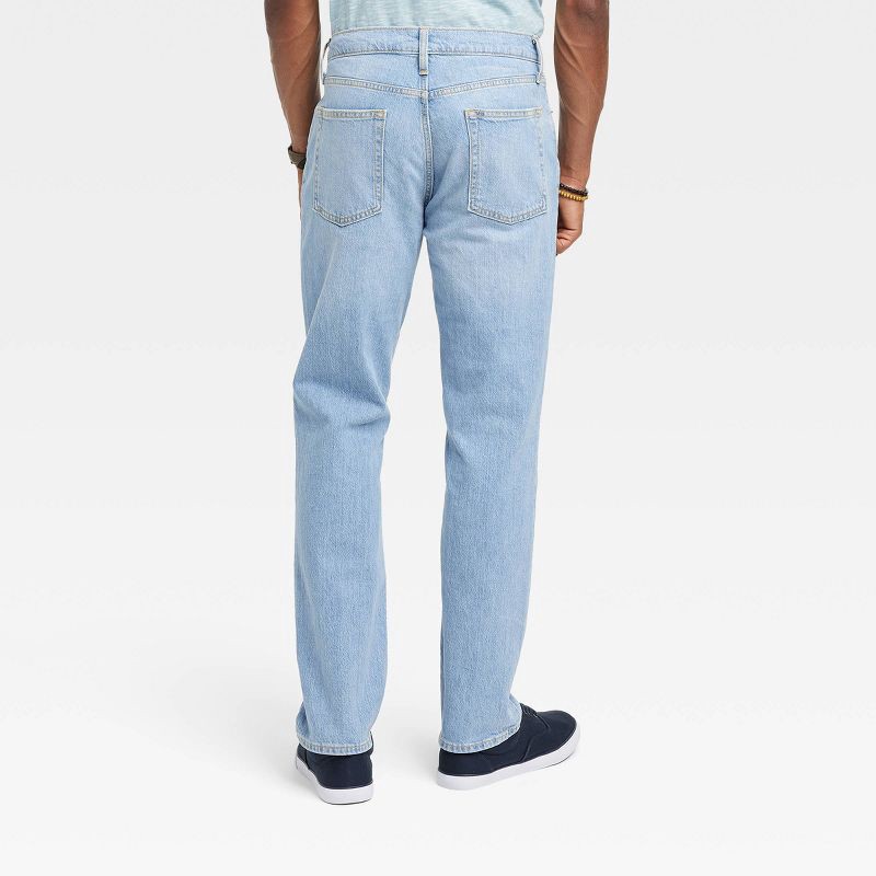 slide 2 of 3, Men's Straight Fit Jeans - Goodfellow & Co™ Light Blue Denim 40x32: Mid Rise, Stretch Twill Fabric, 1 ct