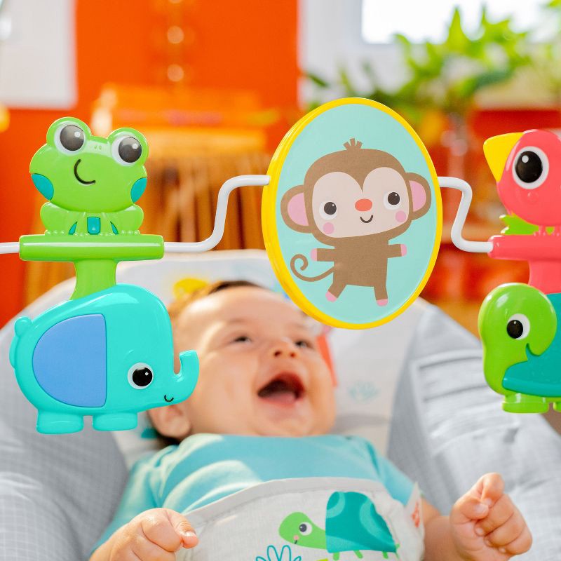 slide 3 of 12, Bright Starts Playful Paradise Vibrating Baby Bouncer with Toys, 1 ct