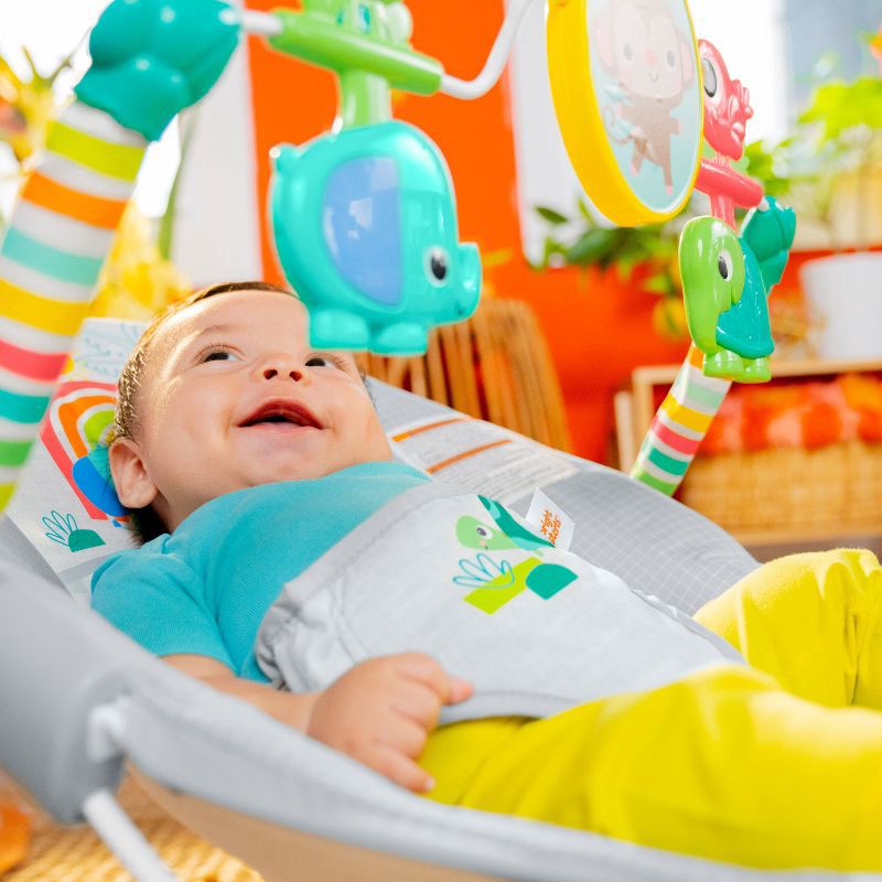 slide 6 of 12, Bright Starts Playful Paradise Vibrating Baby Bouncer with Toys, 1 ct