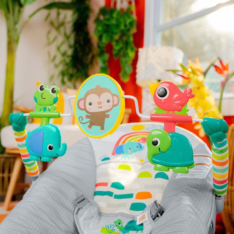 slide 7 of 12, Bright Starts Playful Paradise Vibrating Baby Bouncer with Toys, 1 ct