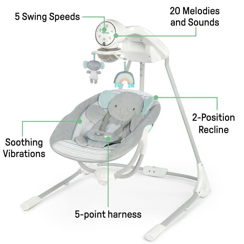 slide 16 of 19, Ingenuity InLighten Soothing Swing - Van the Elephant, 1 ct