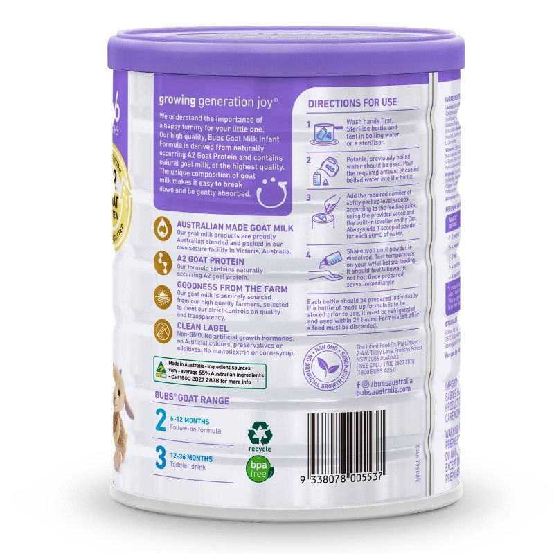 slide 3 of 4, Bubs Stage 1 Goat Milk Based Powder Infant Formula - 28.2oz, 28.2 oz