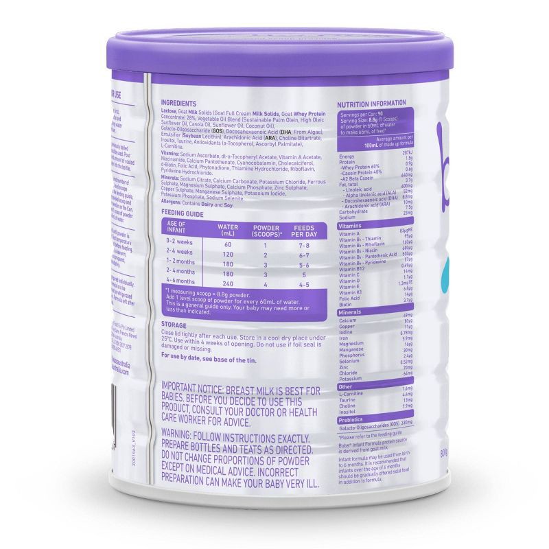 slide 4 of 4, Bubs Stage 1 Goat Milk Based Powder Infant Formula - 28.2oz, 28.2 oz