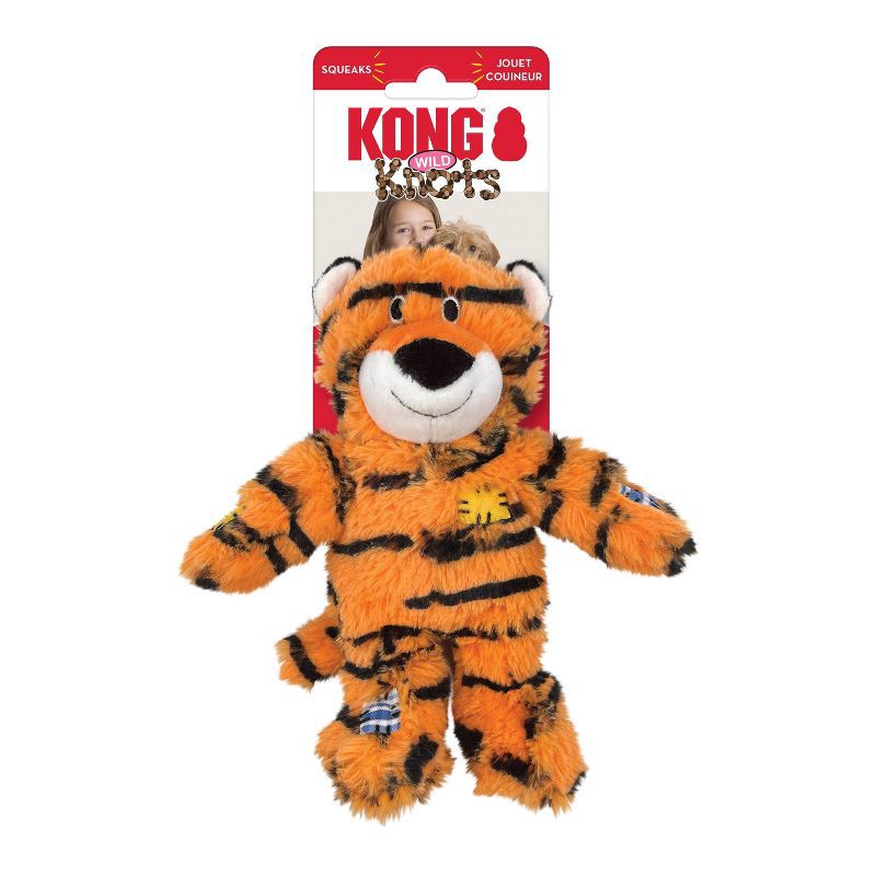 slide 2 of 3, KONG Wild Knots Tiger Dog Toy - S/M, 1 ct