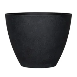 Faux Concrete Planter, 12 in x 9.4 in, Black