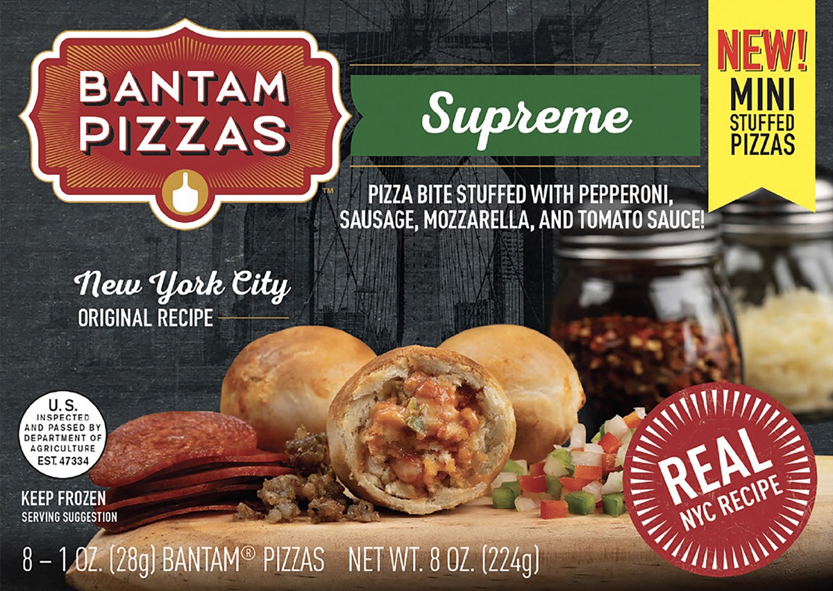 slide 1 of 10, Bantam Pizzas 8ct - Retail Pizza Bite - Supreme, 8 oz