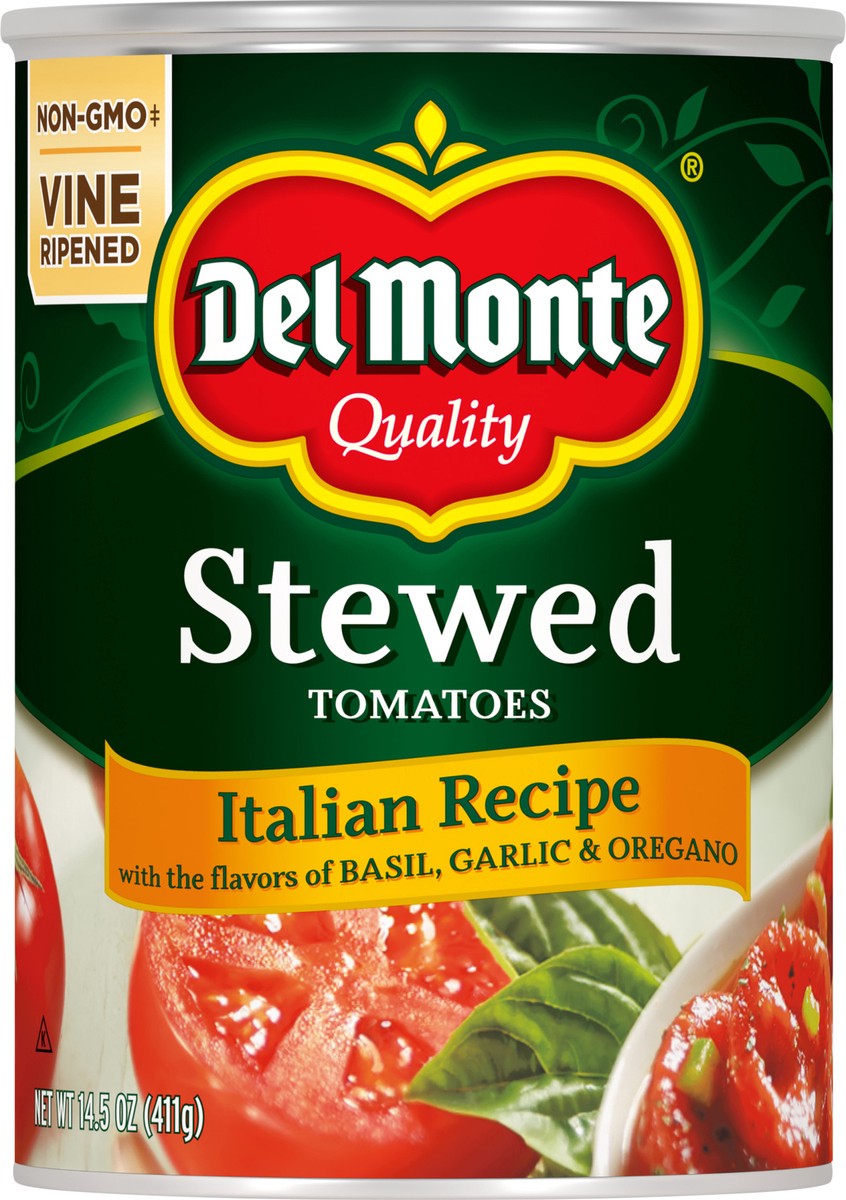 slide 1 of 3, Del Monte Italian Stewed Tomatoes, 14.5 oz