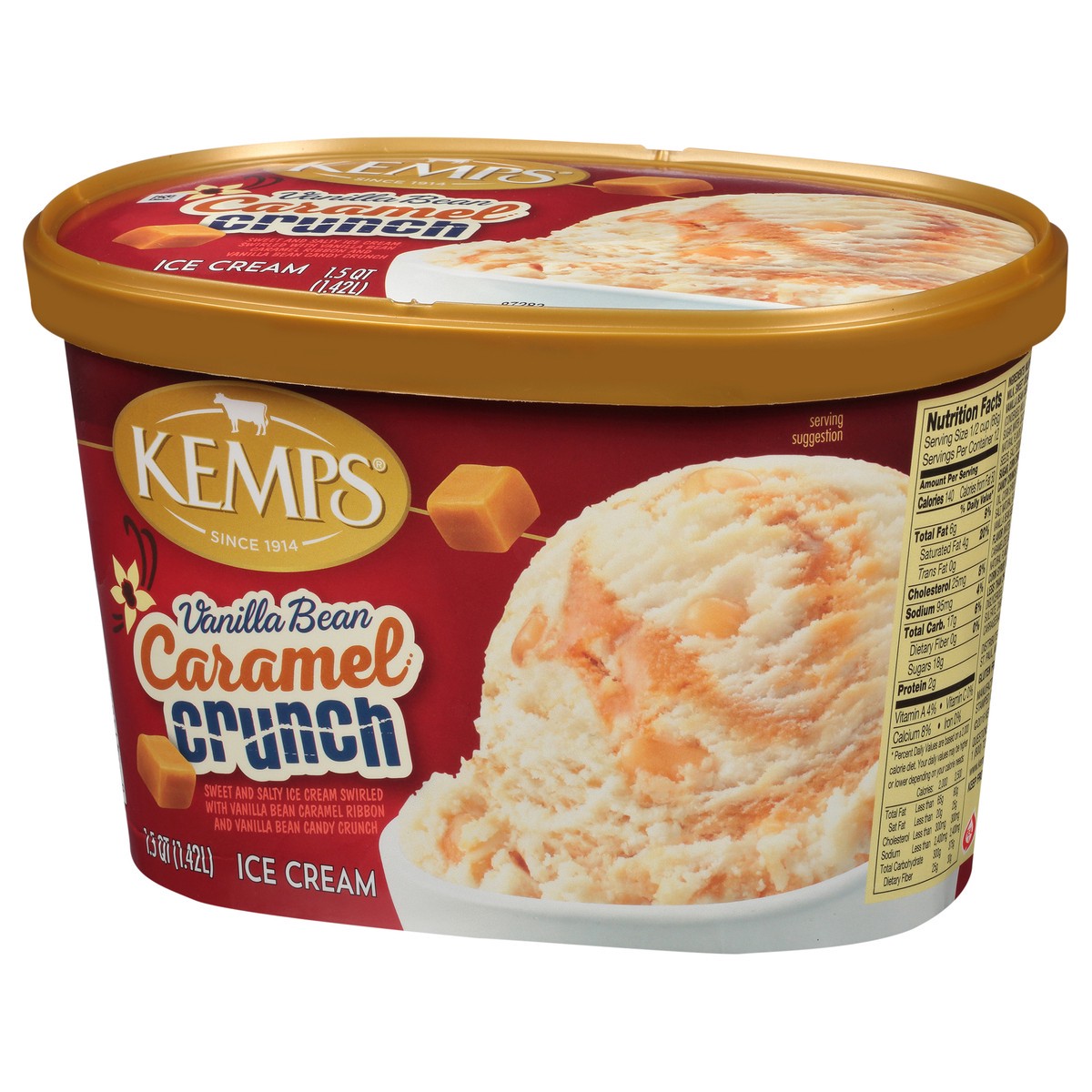 slide 3 of 13, Kemps Vanilla Bean Caramel Crunch Ice Cream, 1.5 qt