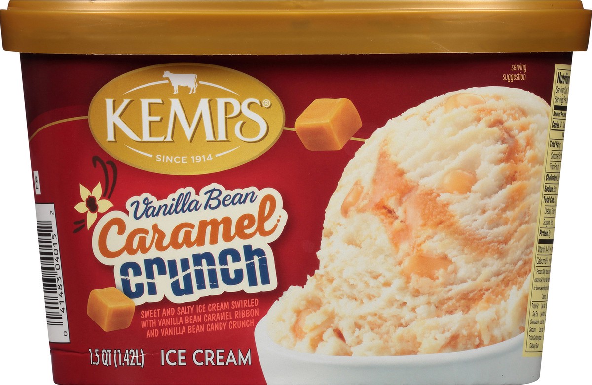 slide 4 of 13, Kemps Vanilla Bean Caramel Crunch Ice Cream, 1.5 qt