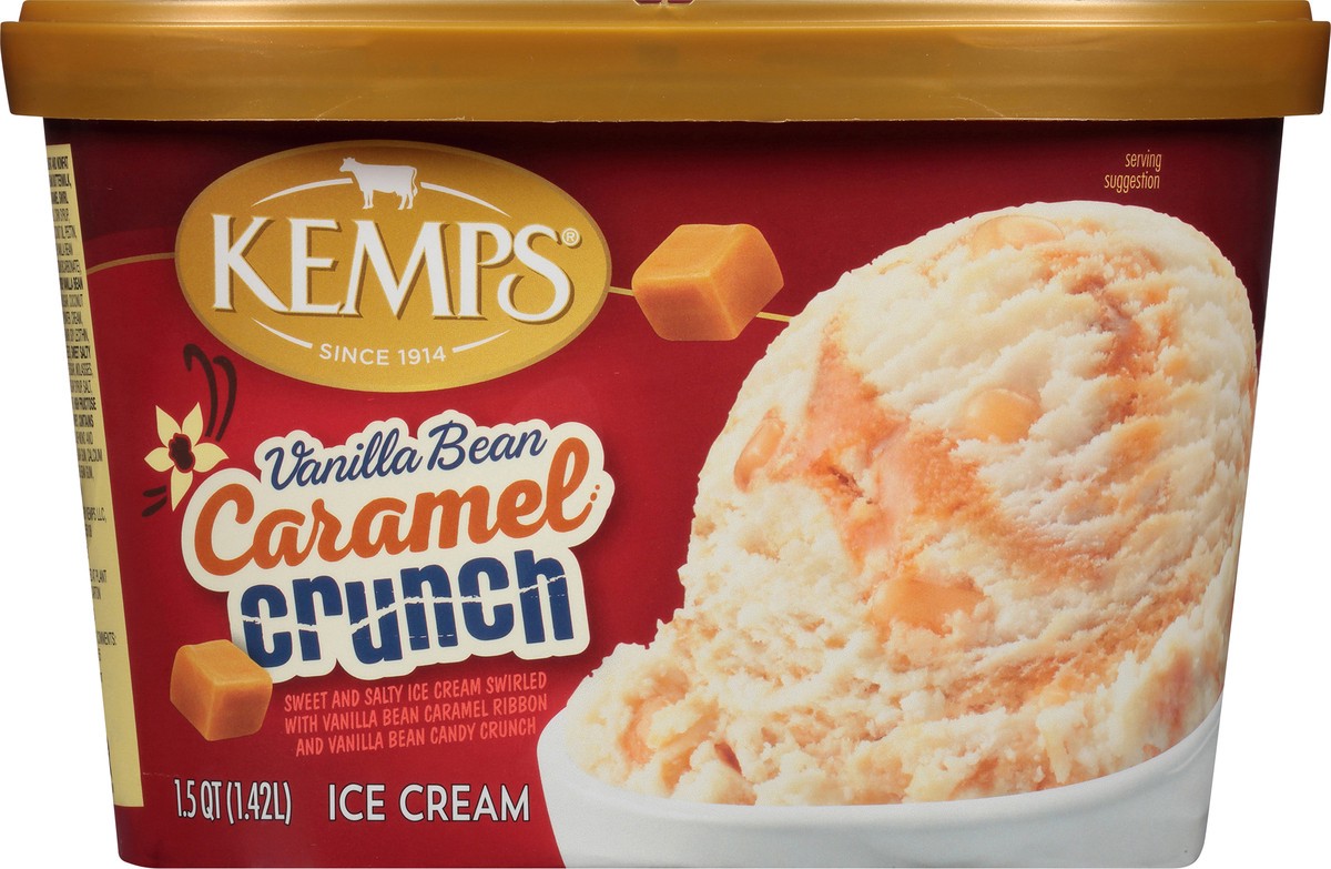 slide 7 of 13, Kemps Vanilla Bean Caramel Crunch Ice Cream, 1.5 qt