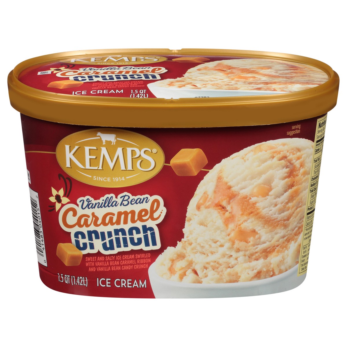 slide 1 of 13, Kemps Vanilla Bean Caramel Crunch Ice Cream, 1.5 qt