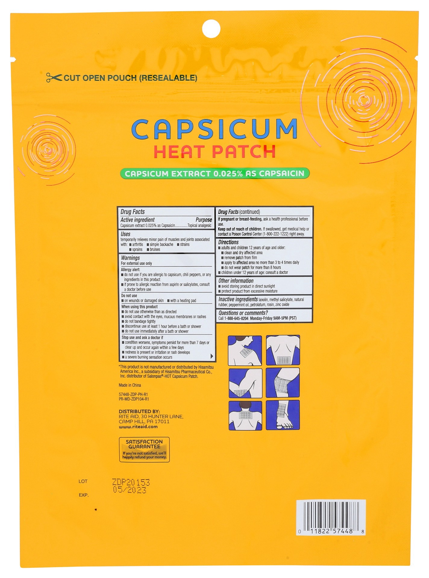 slide 2 of 3, Rite Aid Ra Capsicum Pain Patch, 3 ct