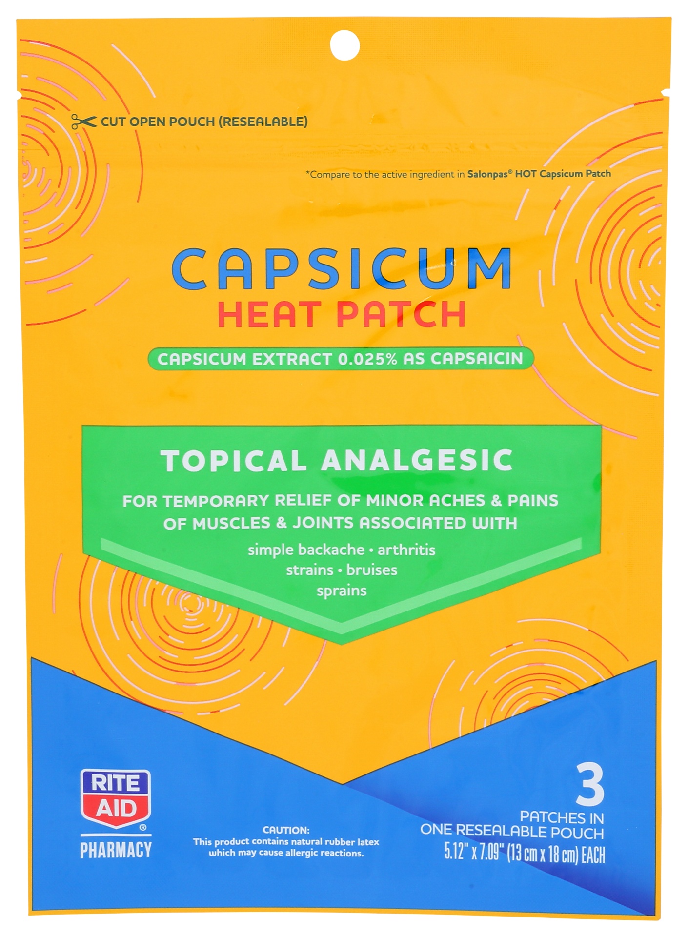 slide 1 of 3, Rite Aid Ra Capsicum Pain Patch, 3 ct