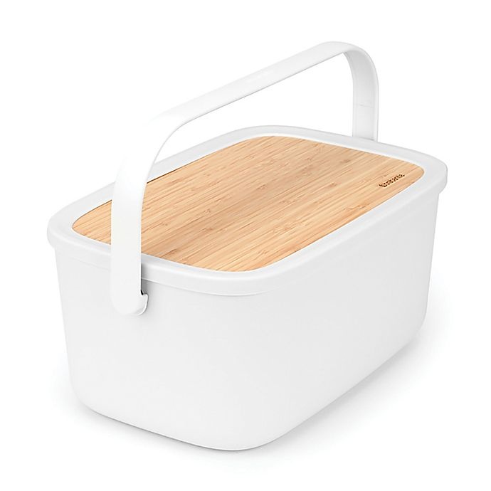 slide 1 of 15, Brabantia Nic Bread Box with Bamboo Lid Serving Tray - White, 1 ct