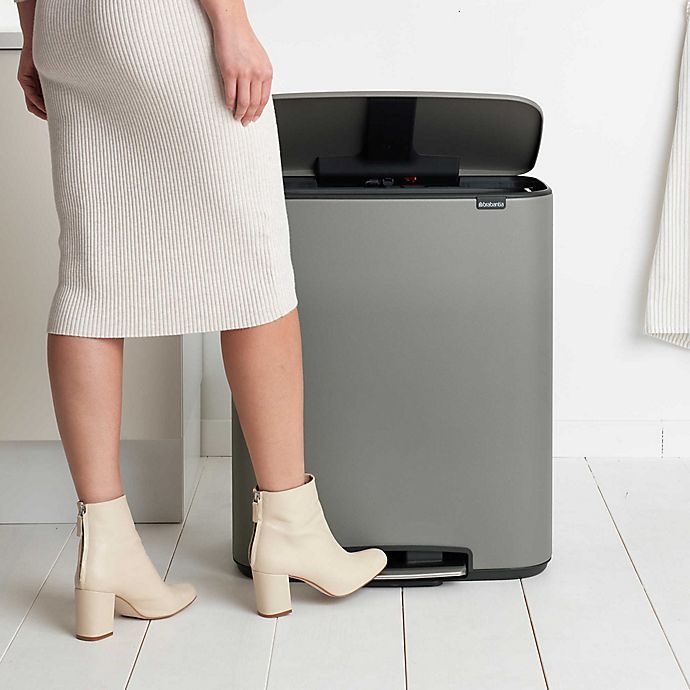 slide 3 of 12, Brabantia Dual Compartment BO Pedal Bin Steel Trash Can - Concrete Grey, 60 liter