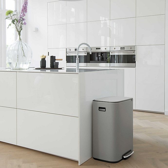 slide 6 of 12, Brabantia Dual Compartment BO Pedal Bin Steel Trash Can - Concrete Grey, 60 liter