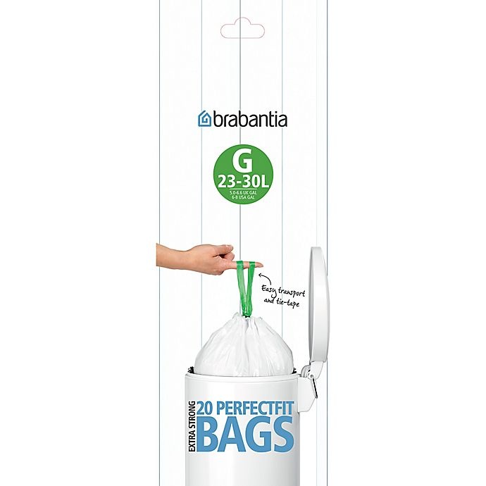 slide 5 of 5, Brabantia 20-Pack Waste Bin Liners, 30 liter