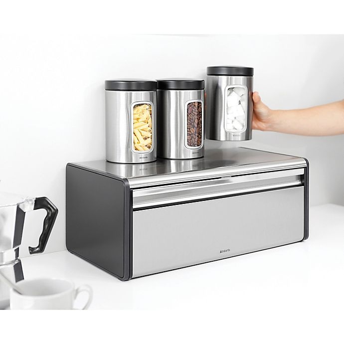 slide 2 of 13, Brabantia Fall Front Fingerprint-Proof Bread Box - Matte Steel, 1 ct