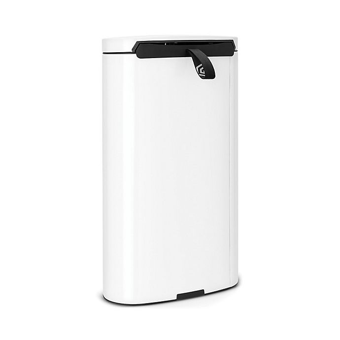 slide 2 of 5, Brabantia Flatback Fingerprint Proof Step-On Trash Trash Can - White, 8 gal