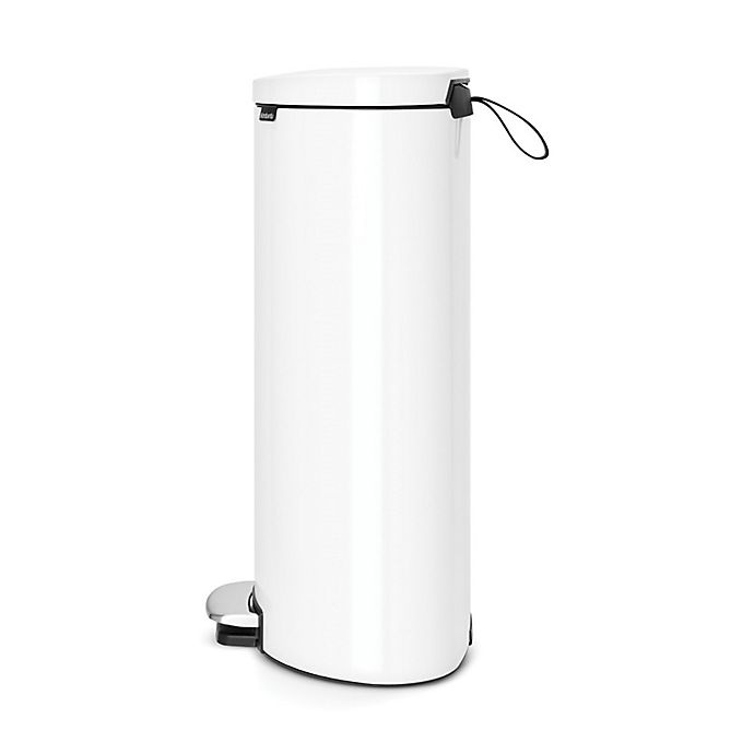 slide 3 of 5, Brabantia Flatback Fingerprint Proof Step-On Trash Trash Can - White, 8 gal