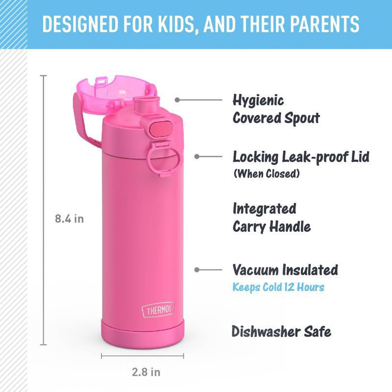 slide 12 of 12, Thermos 16oz Stainless Steel FUNtainer Water Bottle with Bail Handle - Hot Pink, 16 oz